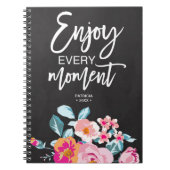 Every 楽しむ Momentメ前向きッセージフローラ ノートブック (正面)