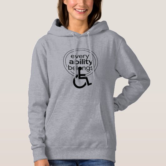 Every Ability Belongs | シンプルで包摂的なタイポグラフィーデザイン パーカ (正面)