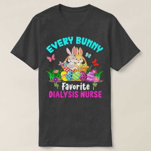 Every Bunny透析お気に入りのナースかわいいBunnies E Tシャツ (デザイン正面)