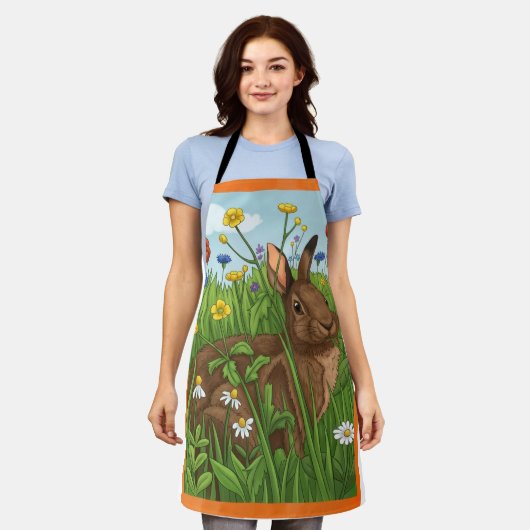 Every Bunny Loves Flowers エプロン (着用した状態)