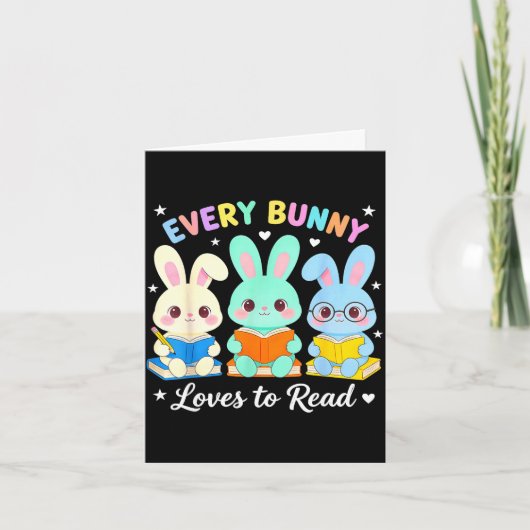 Every bunny loves to read book lover bookworm カード (正面)