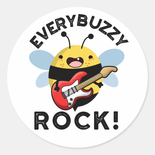 Every Buzzy Rock おもしろい Music Bee Pun ラウンドシール (正面)