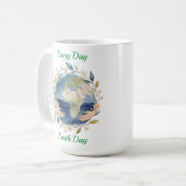 Every Day Earth Day Floral Globe With Hands コーヒーマグカップ (正面左)