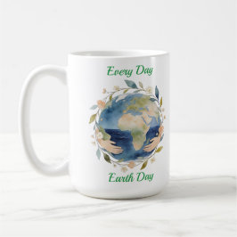 Every Day Earth Day Floral Globe With Hands コーヒーマグカップ