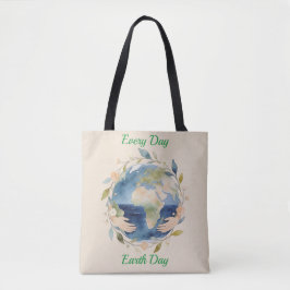 Every Day Earth Day Floral Globe With Hands トートバッグ