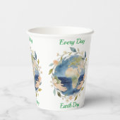 Every Day Earth Day Floral Globe With Hands 紙コップ (裏面)