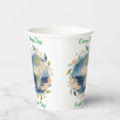 Every Day Earth Day Floral Globe With Hands 紙コップ (右)