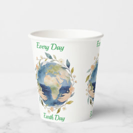 Every Day Earth Day Floral Globe With Hands 紙コップ