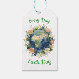 Every Day Earth Day Floral Wreath Earth ギフトタグ