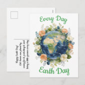 Every Day Earth Day Floral Wreath Earth シーズンポストカード (正面/裏面)