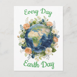 Every Day Earth Day Floral Wreath Earth シーズンポストカード