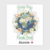 Every Day Earth Day Floral Wreath Earth シール (シート)