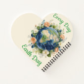 Every Day Earth Day Floral Wreath Earth ノートブック (裏面)