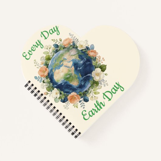 Every Day Earth Day Floral Wreath Earth ノートブック (正面)