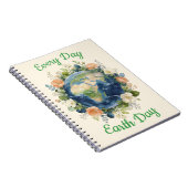 Every Day Earth Day Floral Wreath Earth ノートブック (右側)