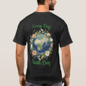 Every Day Earth Day Floral Wreath Earth Tシャツ (裏面)