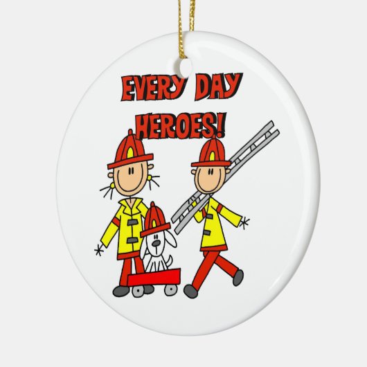 Every Day Heroes消防士Tシャツとギフト セラミックオーナメント (左)
