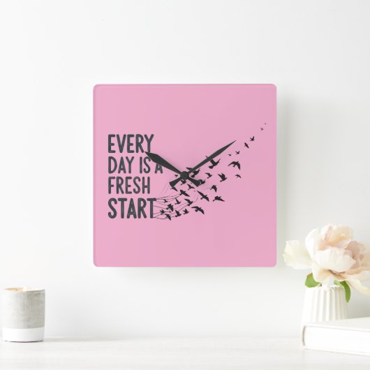 Every Day Is A Fresh Start Wall Clock スクエア壁時計 (ホーム)