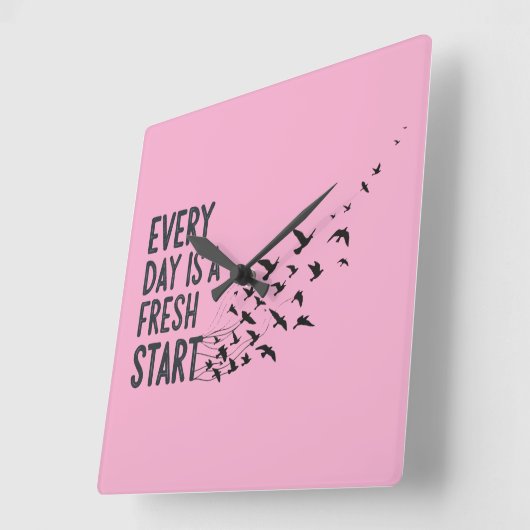 Every Day Is A Fresh Start Wall Clock スクエア壁時計 (傾斜)