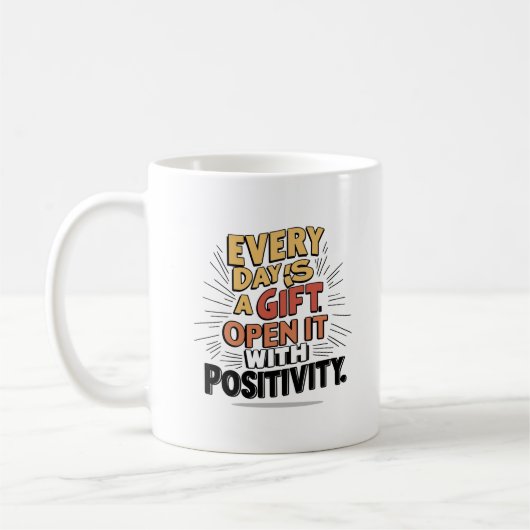 Every Day is a Gift Mug - Positive Morning Mindset コーヒーマグカップ (左)