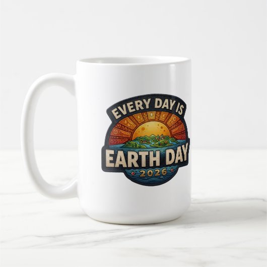 Every Day is Earth Day 2026 | Eco Badge Design コーヒーマグカップ (左)