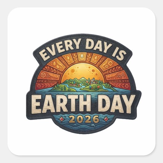 Every Day is Earth Day 2026 | Eco Badge Design スクエアシール (正面)
