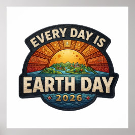 Every Day is Earth Day 2026 | Eco Badge Design ポスター