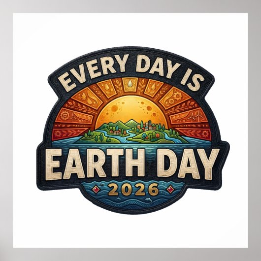 Every Day is Earth Day 2026 | Eco Badge Design ポスター (正面)