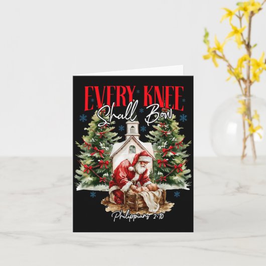 Every Knee Shall Bow Christian Jesus Merry Christm カード (黄色い花)