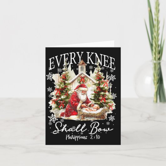 Every Knee Shall Bow Santa Christmas Nativity Scen カード (正面)