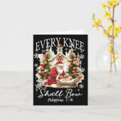 Every Knee Shall Bow Santa Christmas Nativity Scen カード (黄色い花)