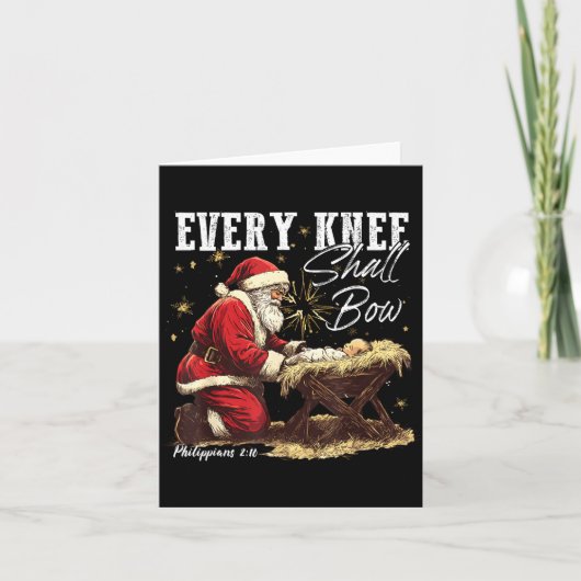 Every Knee Shall Bow Santa Christmas Nativity Scen カード (正面)