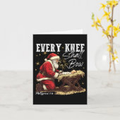 Every Knee Shall Bow Santa Christmas Nativity Scen カード (黄色い花)