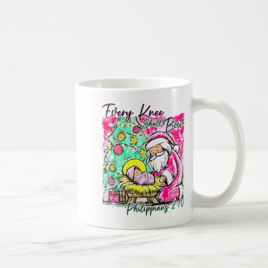 Every Knee Shall Bow Santa Christmas Nativity Scen コーヒーマグカップ (右)