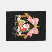 Every Knee Shall Bow Santa Christmas Nativity Scen フリースブランケット (正面(横))