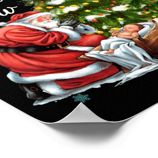 Every Knee Shall Bow Santa Christmas Nativity Scen ポスター (角)