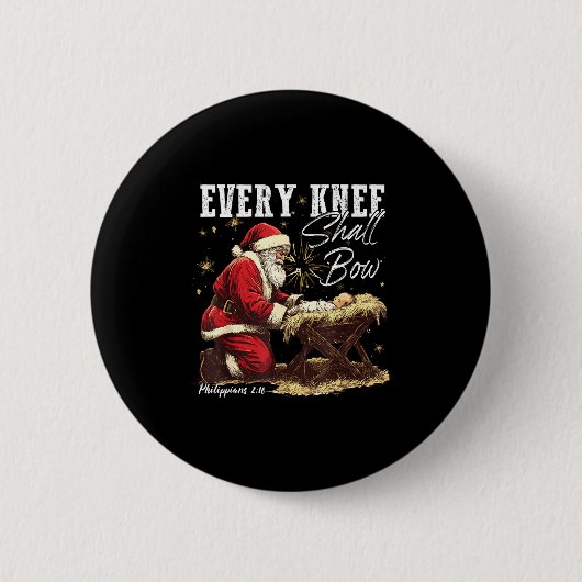 Every Knee Shall Bow Santa Christmas Nativity Scen 缶バッジ (正面)