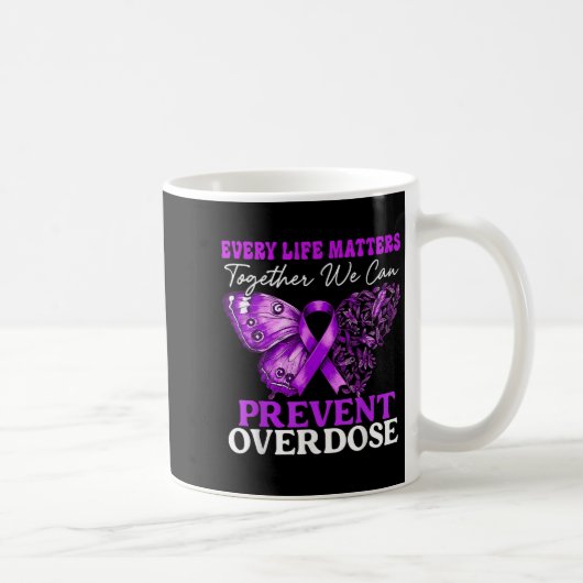Every Life Matters Prevent Overdose Awareness Purp コーヒーマグカップ (右)