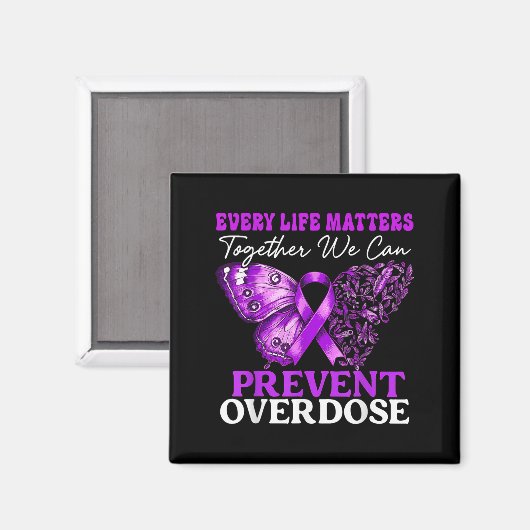 Every Life Matters Prevent Overdose Awareness Purp マグネット (正面/裏面)