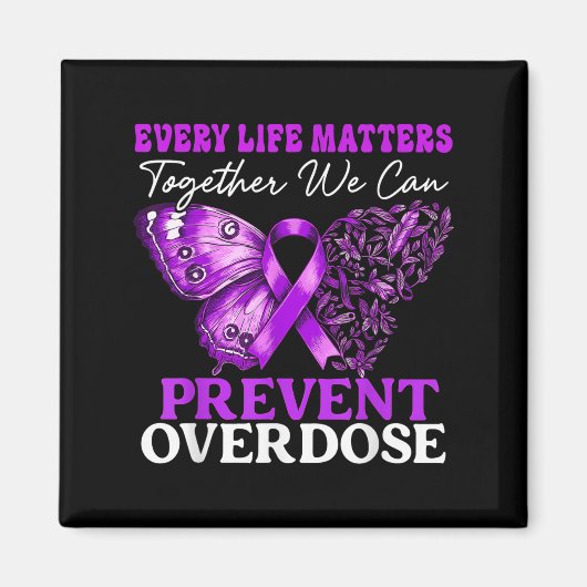 Every Life Matters Prevent Overdose Awareness Purp マグネット (正面)