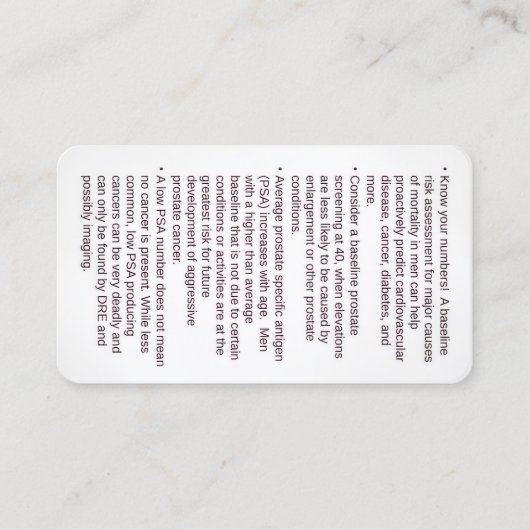  Every Man Needs a Prostate Plan​® 名刺 (裏面)