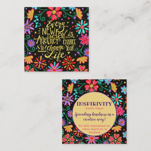「Every New Day」インスピレーションカード スクエア名刺 (正面/裏面)