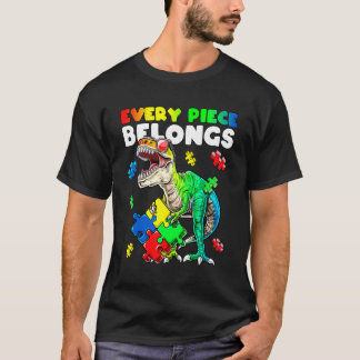 Every Piece Belongs Dinosaur Autism Awareness Puzz Tシャツ