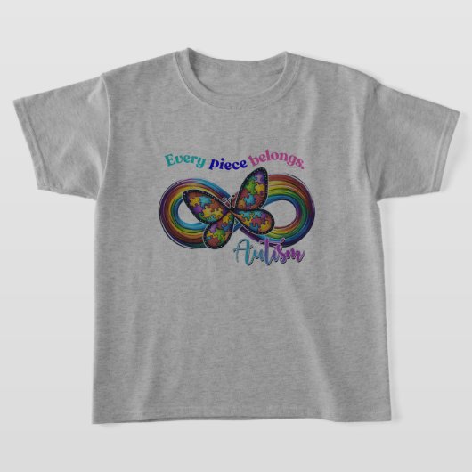 Every Piece Shines – 自閉症バタフライティー Tシャツ (レイダウン)