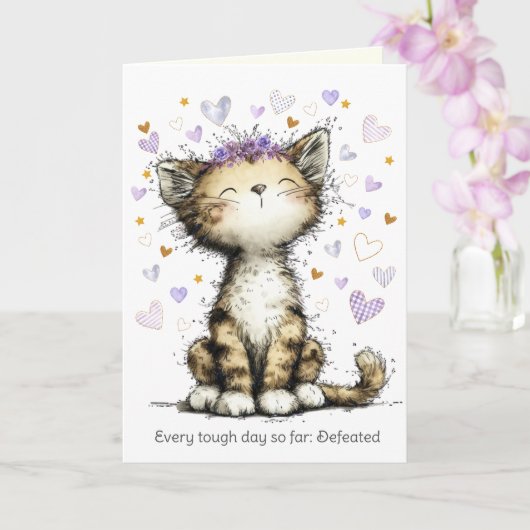 Every Tough Day Defeated, Encouragement Cute Cat カード (蘭)