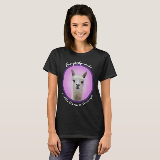 Everybody needs a little llama cute fuzzy alpaca v tシャツ (正面フル)