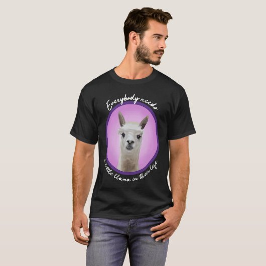 Everybody needs a little llama cute fuzzy alpaca v tシャツ (正面フル)