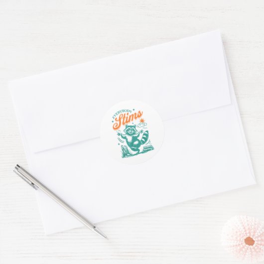 Everybody Stims Racoon Funny Design  ラウンドシール (封筒)