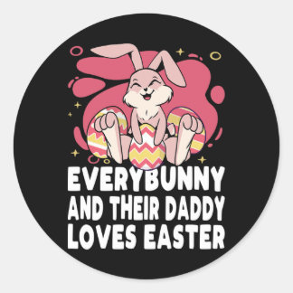 Everybunny And Their Daddy Love Easter Bunny Famil ラウンドシール