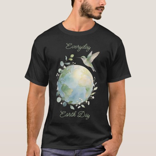 Everyday Earth Day Hummingbird Bird Tシャツ (正面)